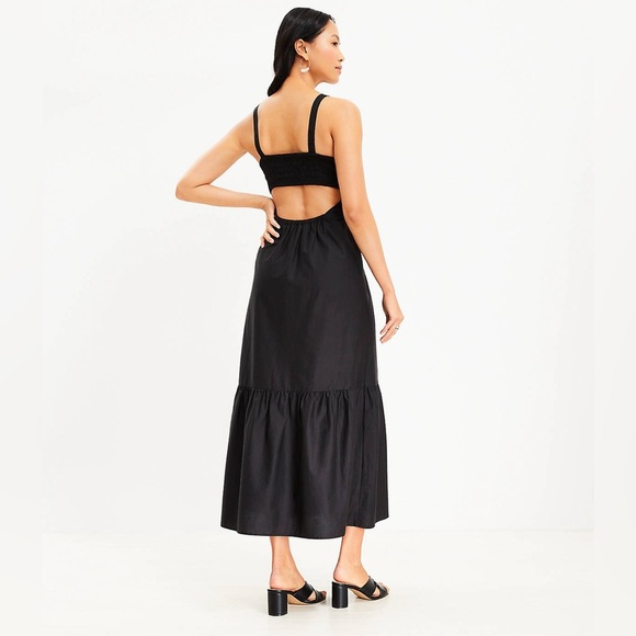 LOFT Black Open Back Maxi Dress Size 6 - Picture 3 of 12